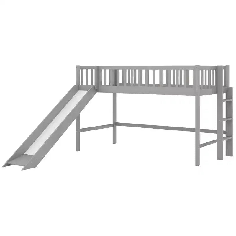 77,4IN Letto a soppalco per bambini singolo/matrimoniale con scivolo, letto singolo con ringhiera di sicurezza e scaletta, telai letto per cameretta bambini, sala giochi
