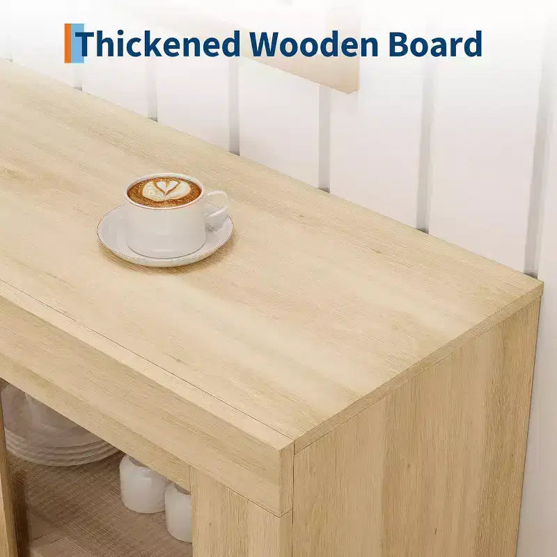 Credenza a Buffet 71 con 4 Ante, Armadietto Accentato Moderno di Metà Secolo con Contenitore per Soggiorno e Cucina, Naturale