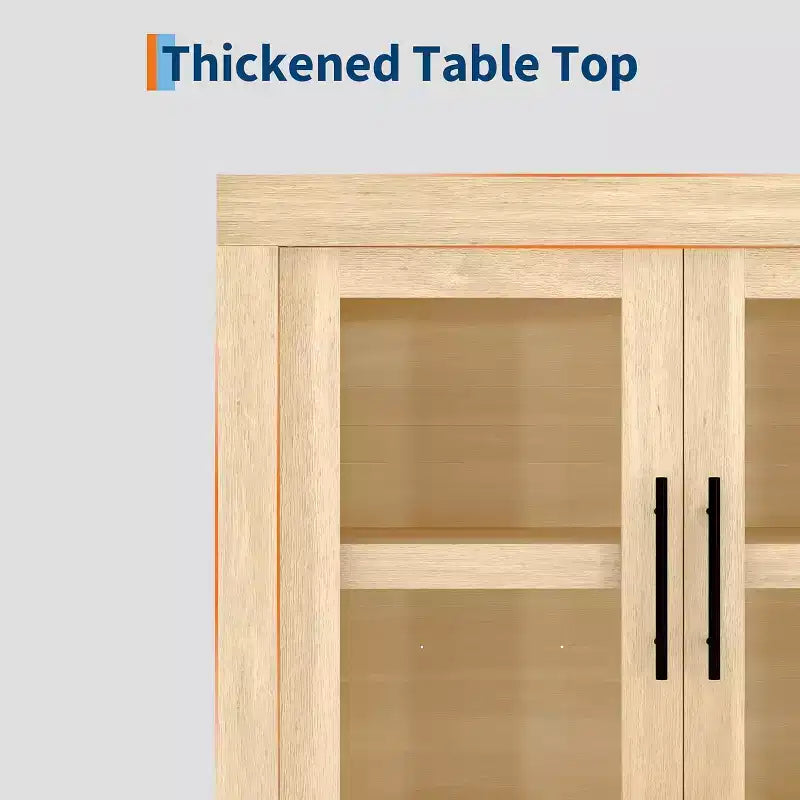Credenza a Buffet 71 con 4 Ante, Armadietto Accentato Moderno di Metà Secolo con Contenitore per Soggiorno e Cucina, Naturale