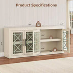 Credenza a Buffet 71 con 4 Ante, Armadietto Accentato Moderno di Metà Secolo con Contenitore per Soggiorno e Cucina, Naturale