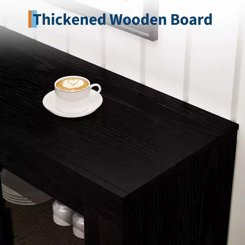 Credenza a Buffet 71 con 4 Ante, Armadietto Accentato Moderno di Metà Secolo con Contenitore per Soggiorno e Cucina, Naturale