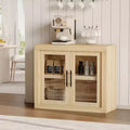 Credenza a Buffet 71 con 4 Ante, Armadietto Accentato Moderno di Metà Secolo con Contenitore per Soggiorno e Cucina, Naturale