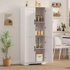 Mobiletto Dispensa da Cucina, Armadio Dispensa Bianco Indipendente, Armadio a 60 Ante, Mobiletto Alto per Bagno