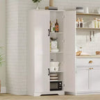 Mobiletto Dispensa da Cucina, Armadio Dispensa Bianco Indipendente, Armadio a 60 Ante, Mobiletto Alto per Bagno