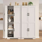 Mobiletto Dispensa da Cucina, Armadio Dispensa Bianco Indipendente, Armadio a 60 Ante, Mobiletto Alto per Bagno