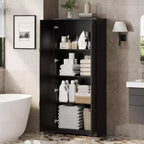 Mobiletto Dispensa da Cucina, Armadio Dispensa Bianco Indipendente, Armadio a 60 Ante, Mobiletto Alto per Bagno
