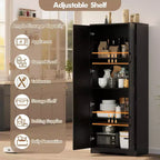 Mobiletto Dispensa da Cucina, Armadio Dispensa Bianco Indipendente, Armadio a 60 Ante, Mobiletto Alto per Bagno