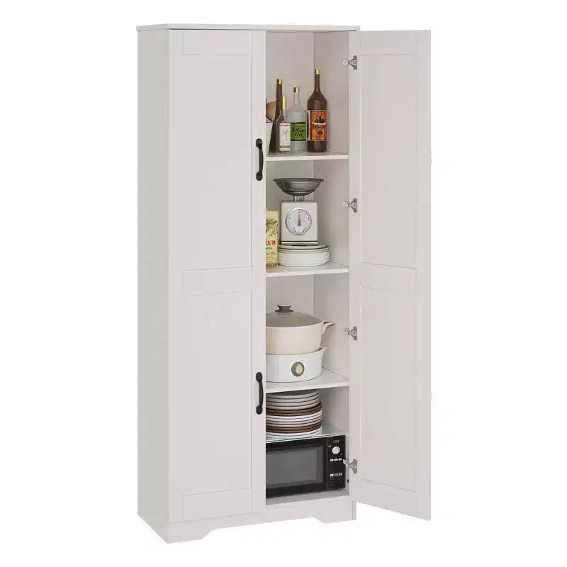Mobiletto Dispensa da Cucina, Armadio Dispensa Bianco Indipendente, Armadio a 60 Ante, Mobiletto Alto per Bagno