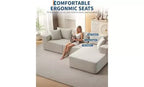 Divano componibile modulare con chaise longue da 108 pollici | Divano a L compresso e morbido per soggiorno | Design con divano letto, beige