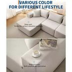 Divano componibile modulare con chaise longue da 108 pollici | Divano a L compresso e morbido per soggiorno | Design con divano letto, beige
