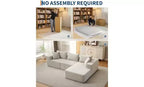 Divano componibile modulare con chaise longue da 108 pollici | Divano a L compresso e morbido per soggiorno | Design con divano letto, beige
