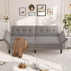 Divano letto futon 89, divano letto convertibile con schienale e braccioli regolabili, divano letto futon moderno