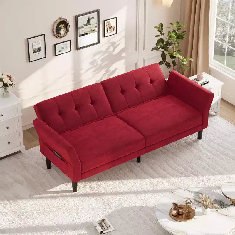 Divano letto futon 89, divano letto convertibile con schienale e braccioli regolabili, divano letto futon moderno