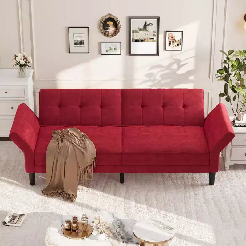 Divano letto futon 89, divano letto convertibile con schienale e braccioli regolabili, divano letto futon moderno