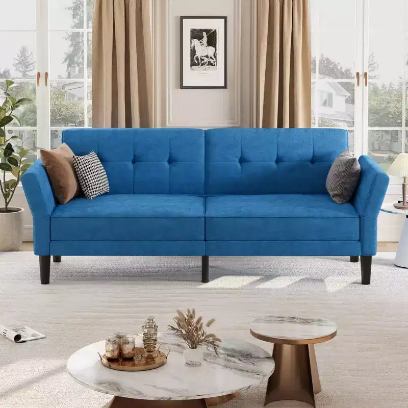 Divano letto futon 89, divano letto convertibile con schienale e braccioli regolabili, divano letto futon moderno
