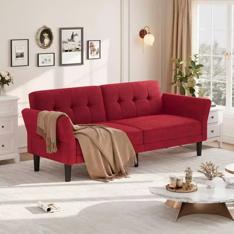 Divano letto futon 89, divano letto convertibile con schienale e braccioli regolabili, divano letto futon moderno