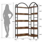 Libreria ad Angolo Industriale, Scaffale a 5 Ripiani a L, Libreria ad Angolo Arcata con Struttura in Metallo, Libreria Grande per Soggiorno e Camera da Letto