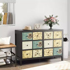 Cassettiera a 6 cassetti per camera da letto, cassettiera rustica in legno con maniglia in metallo, cassetto con motivo floreale retrò, cassettiera in stile rustico per camera da letto