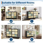 Cassettiera a 6 cassetti per camera da letto, cassettiera rustica in legno con maniglia in metallo, cassetto con motivo floreale retrò, cassettiera in stile rustico per camera da letto
