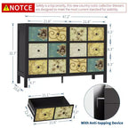 Cassettiera a 6 cassetti per camera da letto, cassettiera rustica in legno con maniglia in metallo, cassetto con motivo floreale retrò, cassettiera in stile rustico per camera da letto