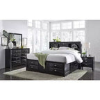 Specchio nero con elegante cornice in legno, grande specchio moderno per comò da camera da letto o da parete