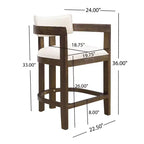 2 Sgabelli da bar Ethan rivestiti in legno di gomma da 26" con altezza da bancone color noce