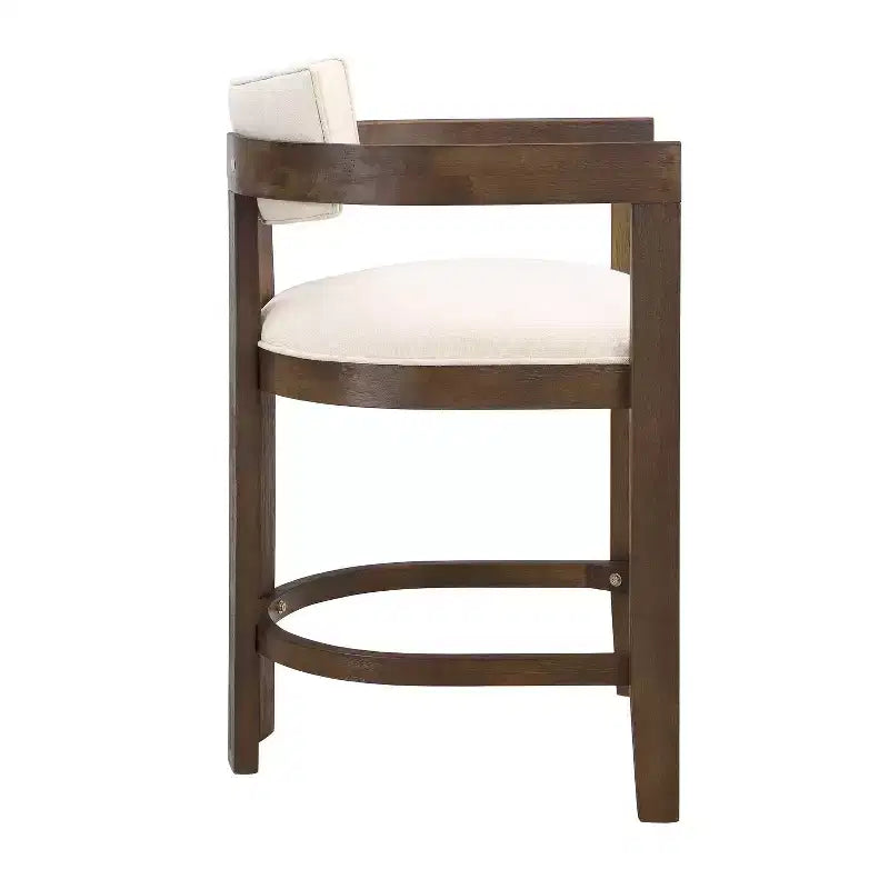 2 Sgabelli da bar Ethan rivestiti in legno di gomma da 26" con altezza da bancone color noce