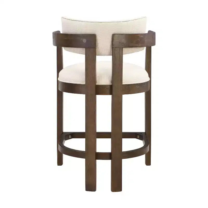 2 Sgabelli da bar Ethan rivestiti in legno di gomma da 26" con altezza da bancone color noce