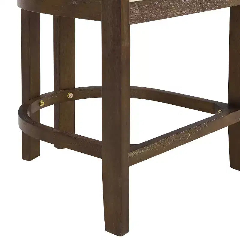 2 Sgabelli da bar Ethan rivestiti in legno di gomma da 26" con altezza da bancone color noce