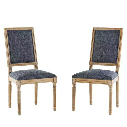 Christopher Knight Home Set of 2 Bennett French Country Rubberwood Upholstered Dining Chairs Blue Gray