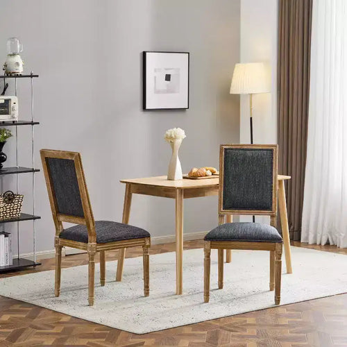 2 sedie da pranzo imbottite Bennett in gomma francese blu-grigio
