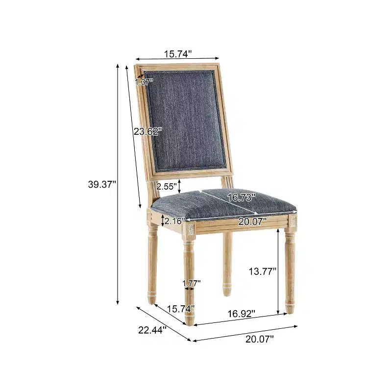 2 sedie da pranzo imbottite Bennett in gomma francese blu-grigio