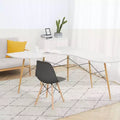 Set of 2 Allan Plastic Dining Chairs with Wooden Legs Black - Teamson Home: Modern Style, 330 lbs Capacity