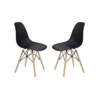 Sedie da Pranzo in Plastica Allan con Gambe in Legno Nere - Stile Moderno, Capacità 150 kg, Confezione da 2
