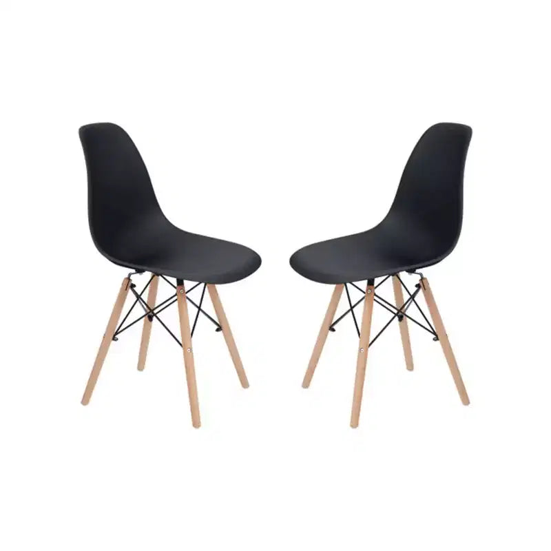 Sedie da Pranzo in Plastica Allan con Gambe in Legno Nere - Stile Moderno, Capacità 150 kg, Confezione da 2