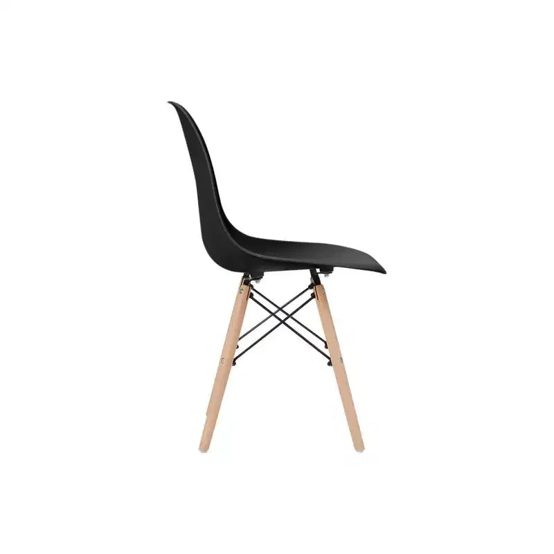 Sedie da Pranzo in Plastica Allan con Gambe in Legno Nere - Stile Moderno, Capacità 150 kg, Confezione da 2
