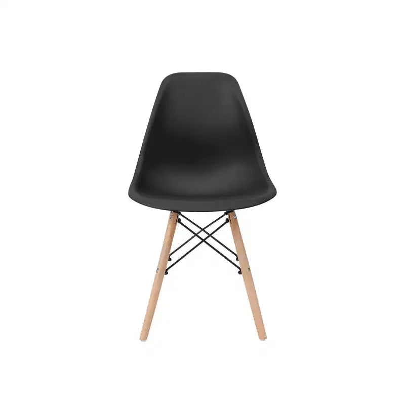 Sedie da Pranzo in Plastica Allan con Gambe in Legno Nere - Stile Moderno, Capacità 150 kg, Confezione da 2
