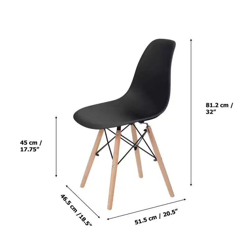 Sedie da Pranzo in Plastica Allan con Gambe in Legno Nere - Stile Moderno, Capacità 150 kg, Confezione da 2