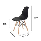 Sedie da Pranzo in Plastica Allan con Gambe in Legno Nere - Stile Moderno, Capacità 150 kg, Confezione da 2