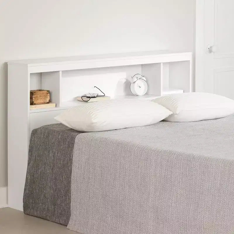 Testata con libreria Full Fusion Bianco Puro - Truciolare laminato, 5 anni di garanzia
