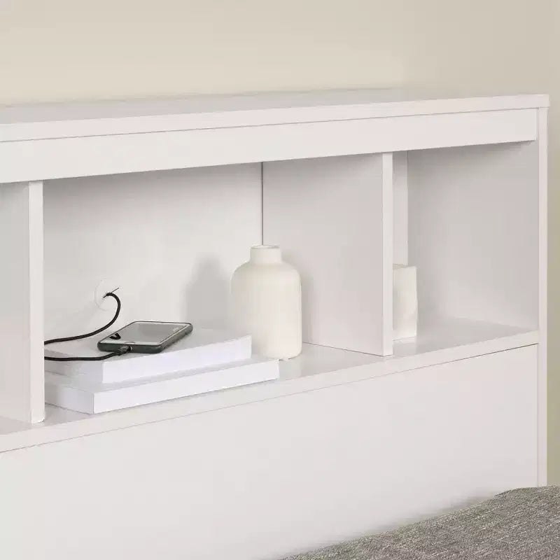 Testata con libreria Full Fusion Bianco Puro - Truciolare laminato, 5 anni di garanzia