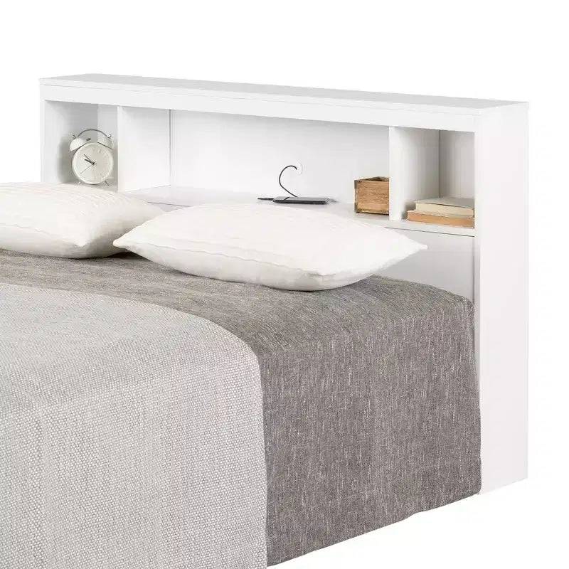Testata con libreria Full Fusion Bianco Puro - Truciolare laminato, 5 anni di garanzia