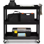Carrello di servizio con ruote a 3 ripiani, in metallo, capacità 150 kg