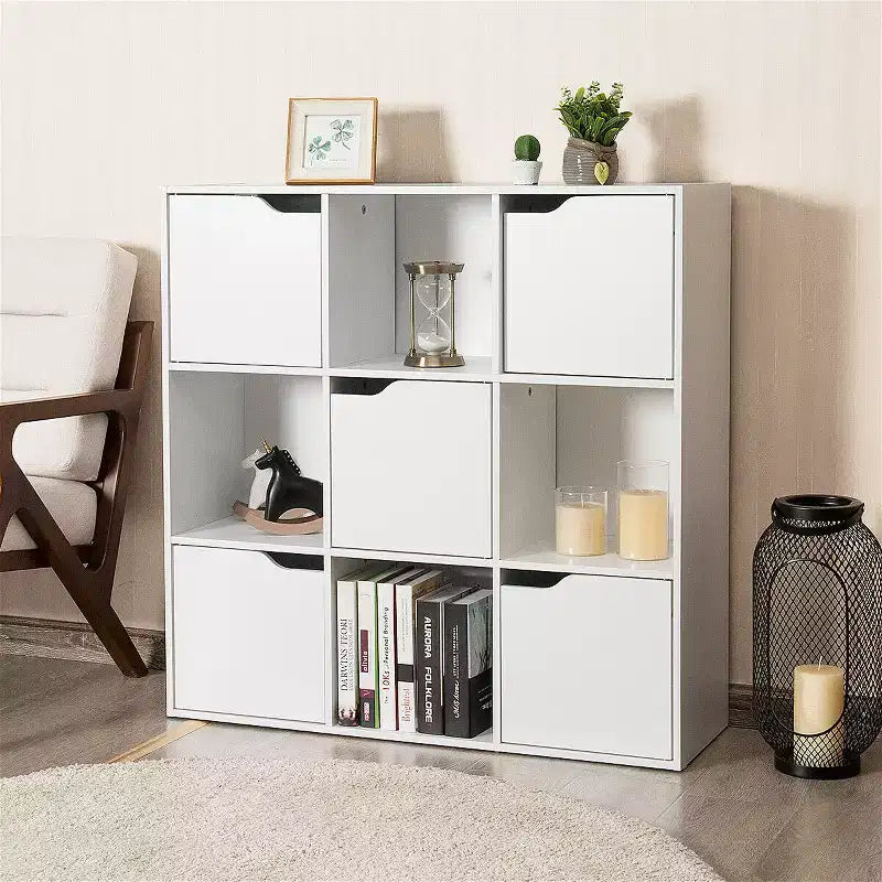 Costway Libreria a 9 Cubi Mobile Libreria in Legno Scaffali per Riporre Oggetti Divisorio per Ambienti Organizzazione