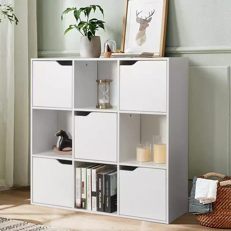 Costway Libreria a 9 Cubi Mobile Libreria in Legno Scaffali per Riporre Oggetti Divisorio per Ambienti Organizzazione
