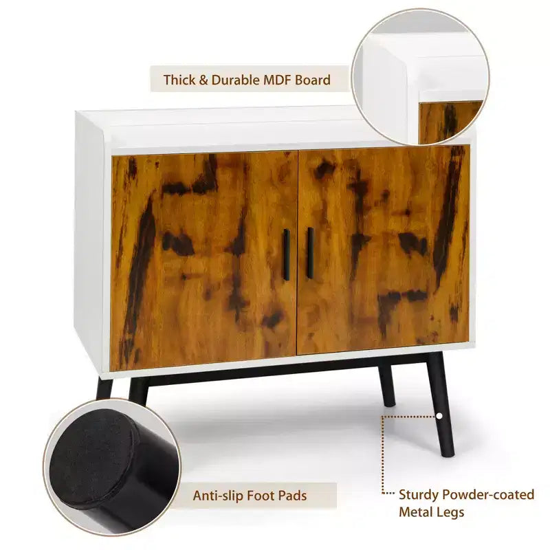 Credenza Buffet Contenitore con 2 Ante e Gambe in Metallo Mobiletto 81 cm