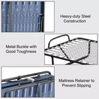 Letto pieghevole con materasso in memory foam lettino portatile per ospiti, blu marino, Made in Italy