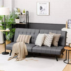 Futon Divano Letto in Ecopelle Convertibile Pieghevole per Soggiorno Bianco/Nero/Grigio
