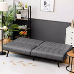 Futon Divano Letto in Ecopelle Convertibile Pieghevole per Soggiorno Bianco/Nero/Grigio