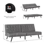 Futon Divano Letto in Ecopelle Convertibile Pieghevole per Soggiorno Bianco/Nero/Grigio